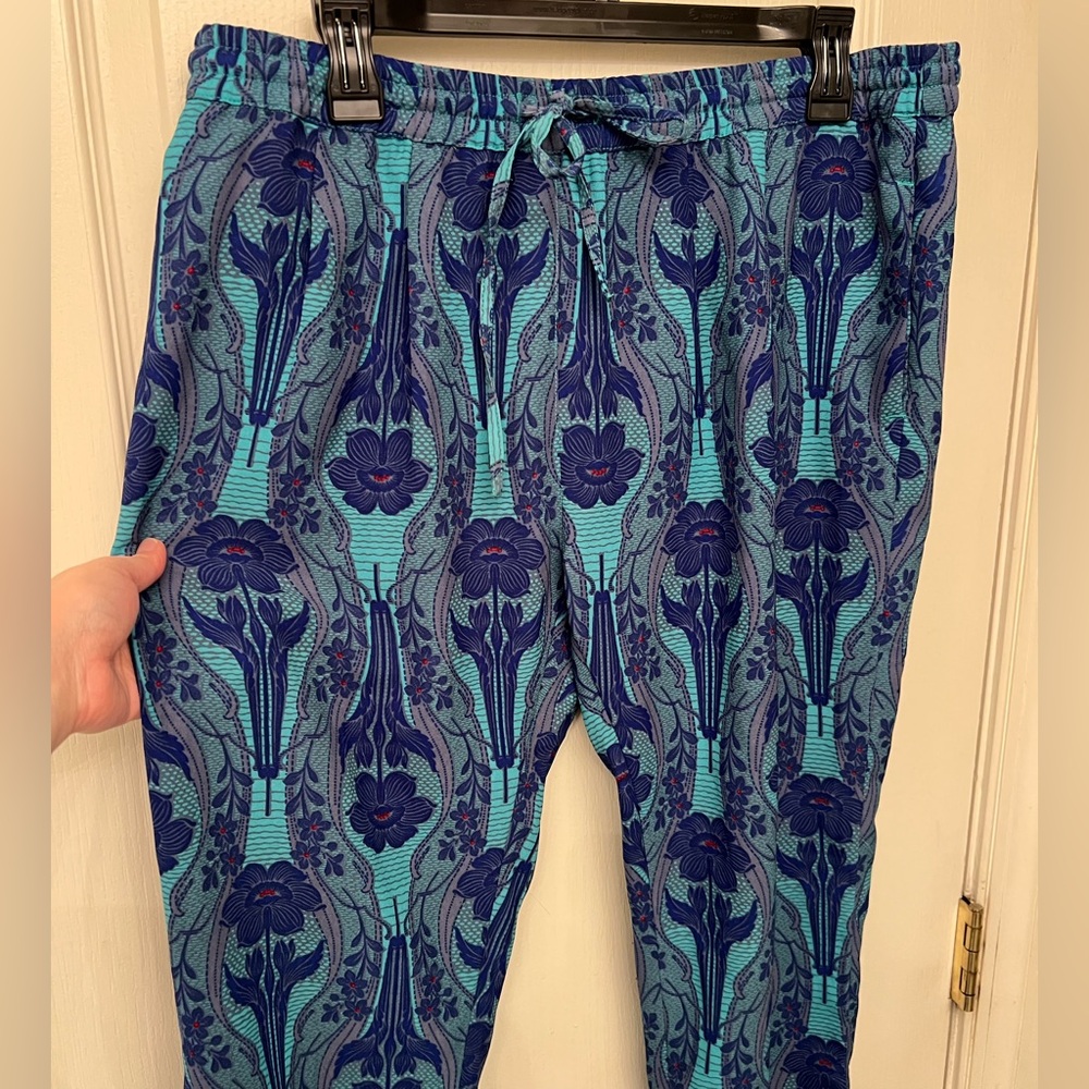 Anna Sui O’Neill Nouveau Blue Floral Jogger Pants
